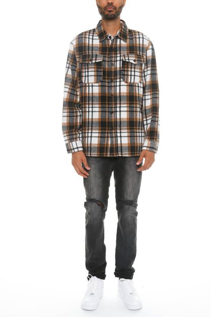Mens Checkered Soft Flannel Shacket - ZumBuys