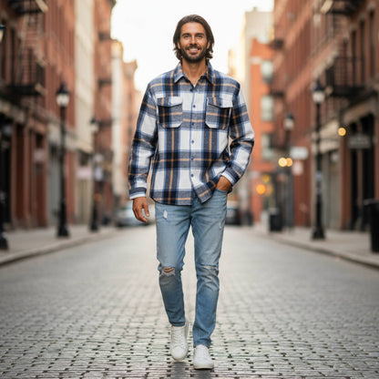 Mens Checkered Soft Flannel Shacket - ZumBuys