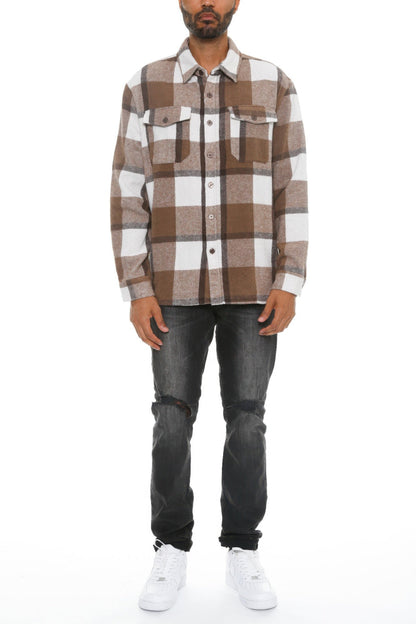 Mens Checkered Soft Flannel Shacket - ZumBuys