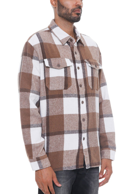 Mens Checkered Soft Flannel Shacket - ZumBuys