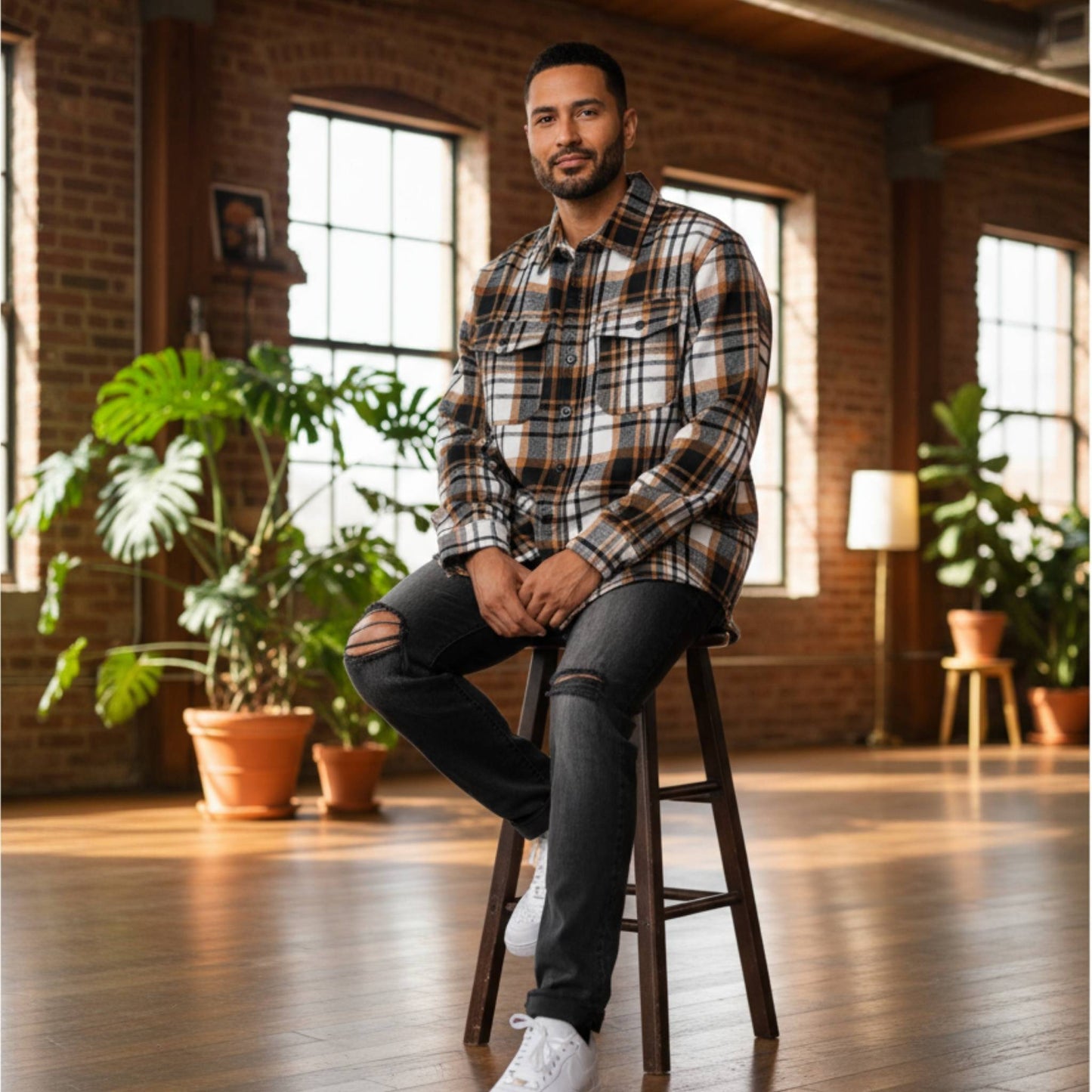 Mens Checkered Soft Flannel Shacket - ZumBuys