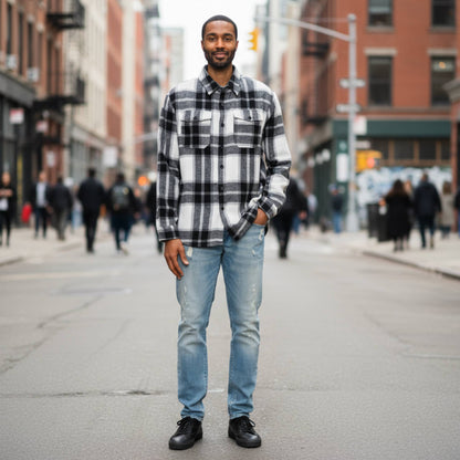 Mens Checkered Soft Flannel Shacket - ZumBuys