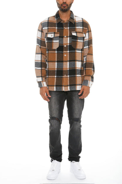 Mens Checkered Soft Flannel Shacket - ZumBuys