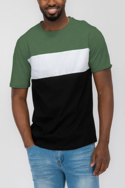 Men's Color Block Short Sleeve Tshirt - ZumBuys