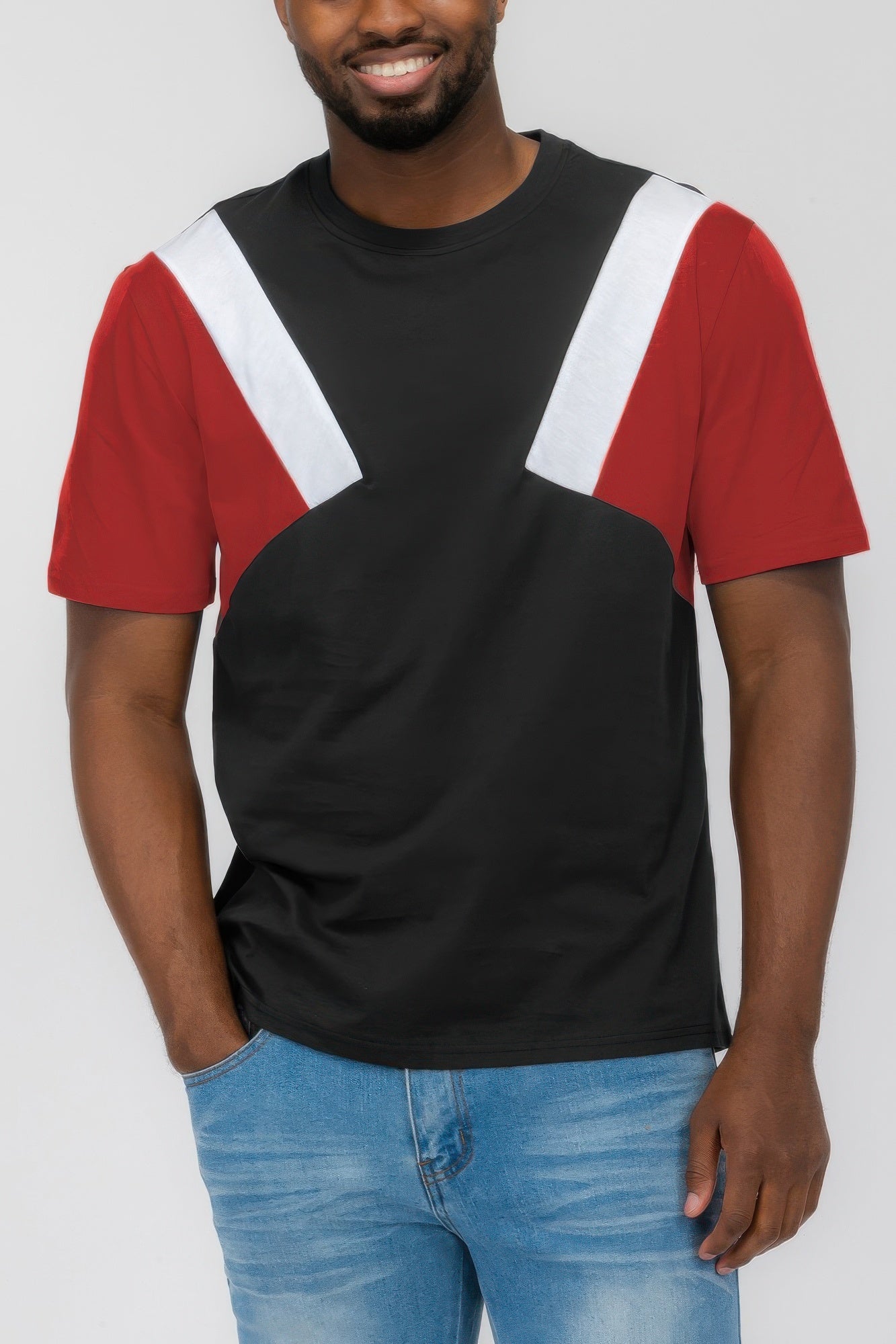 Mens Color Block Short Sleeve Tshirt - ZumBuys