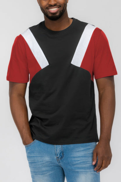 Mens Color Block Short Sleeve Tshirt - ZumBuys