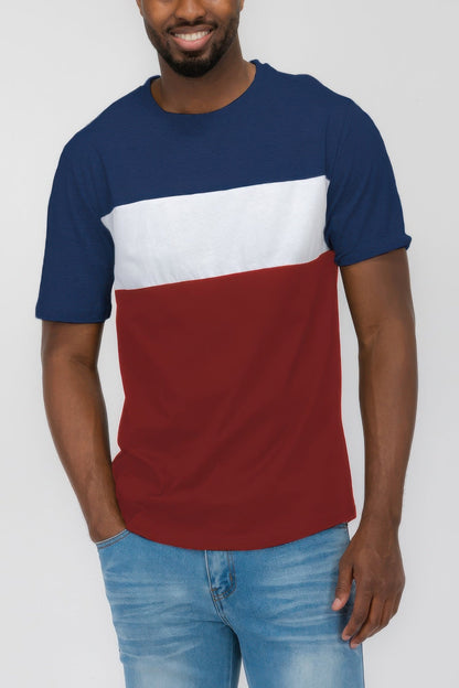 Men's Color Block Short Sleeve Tshirt - ZumBuys