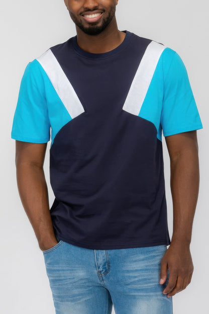 Mens Color Block Short Sleeve Tshirt - ZumBuys