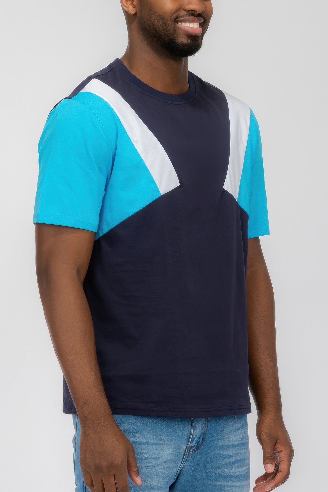 Mens Color Block Short Sleeve Tshirt - ZumBuys