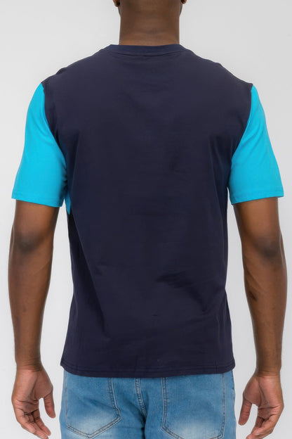 Mens Color Block Short Sleeve Tshirt - ZumBuys