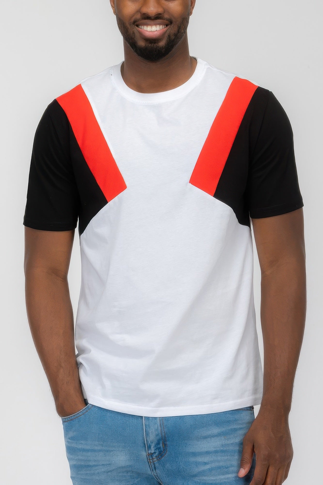 Mens Color Block Short Sleeve Tshirt - ZumBuys