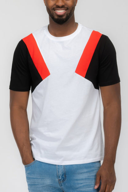 Mens Color Block Short Sleeve Tshirt - ZumBuys