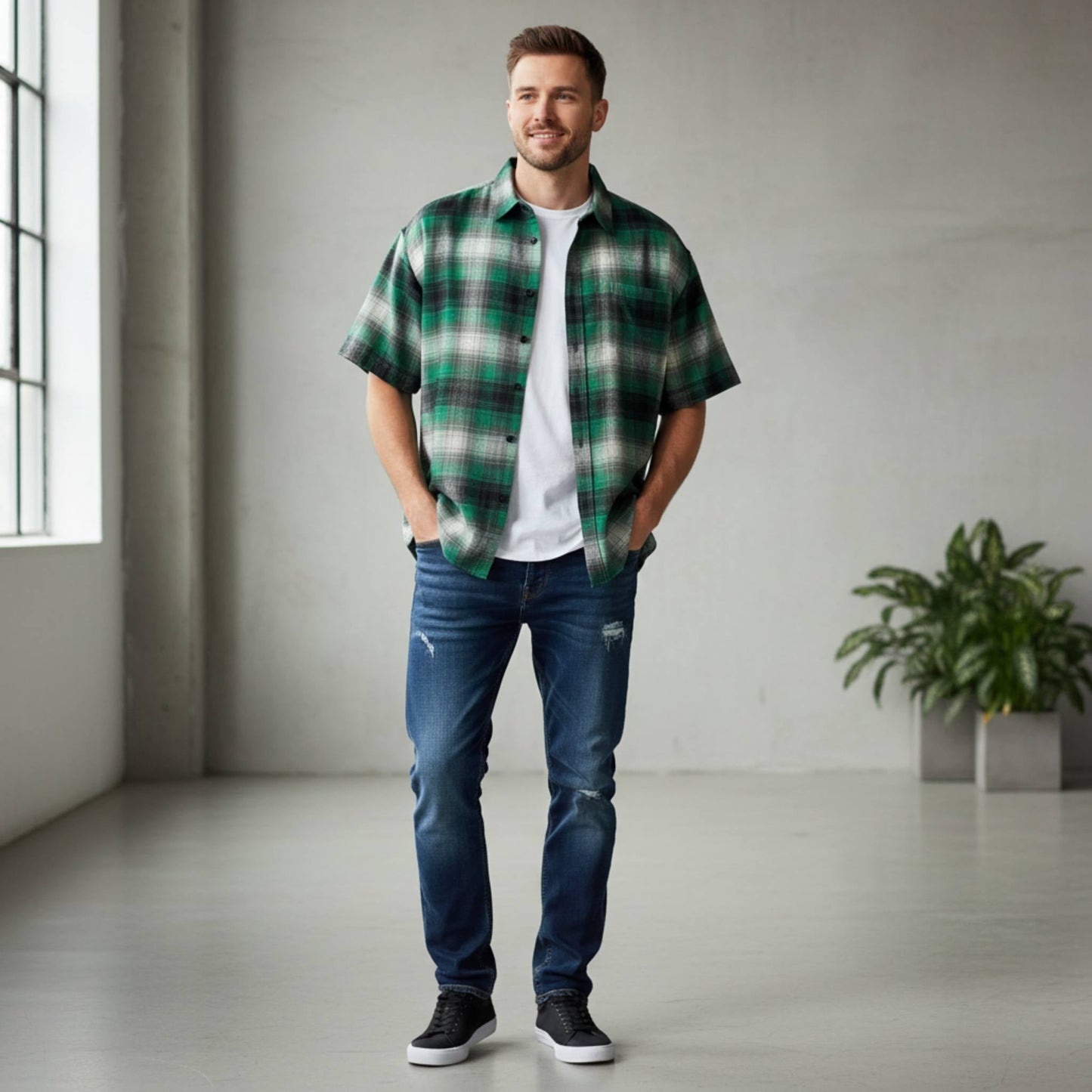 Mens Plaid Short Sleeve Flannel - ZumBuys