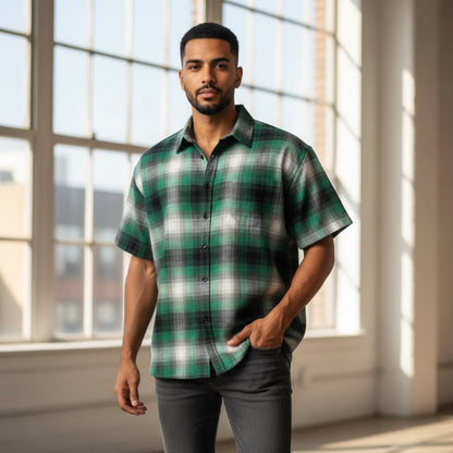 Mens Plaid Short Sleeve Flannel - ZumBuys