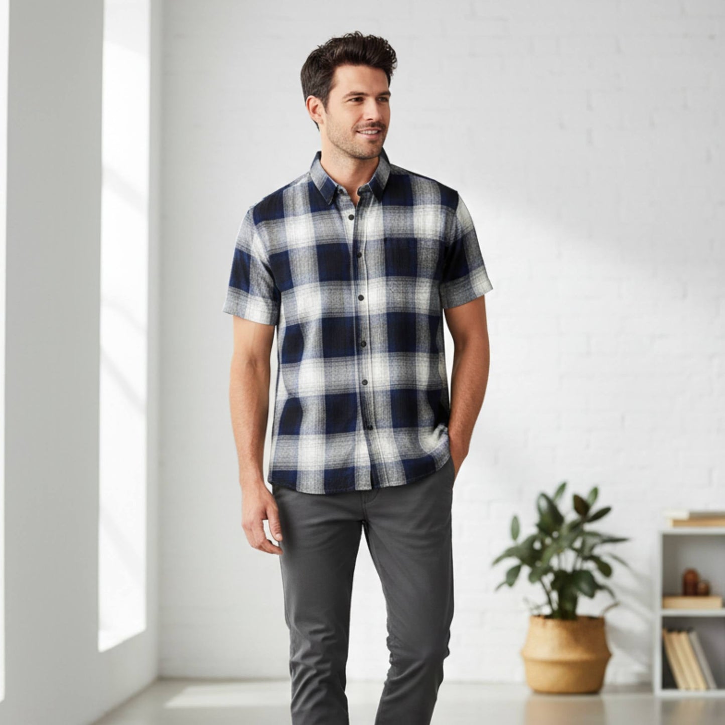Mens Plaid Short Sleeve Flannel - ZumBuys