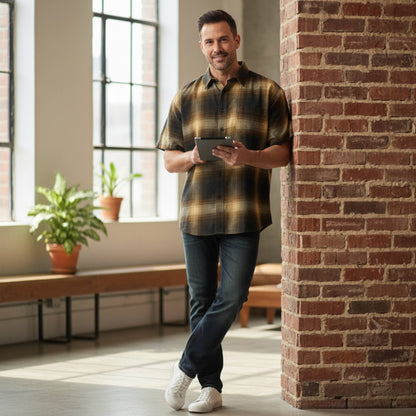 Mens Plaid Short Sleeve Flannel - ZumBuys