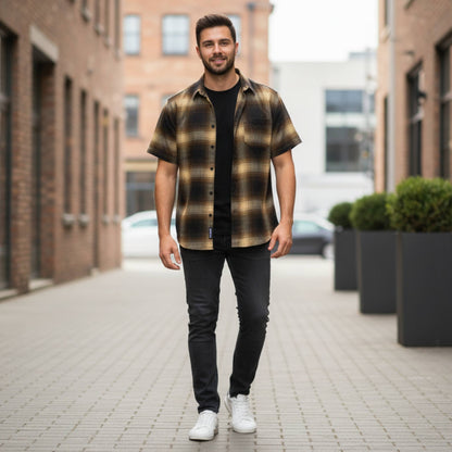 Mens Plaid Short Sleeve Flannel - ZumBuys
