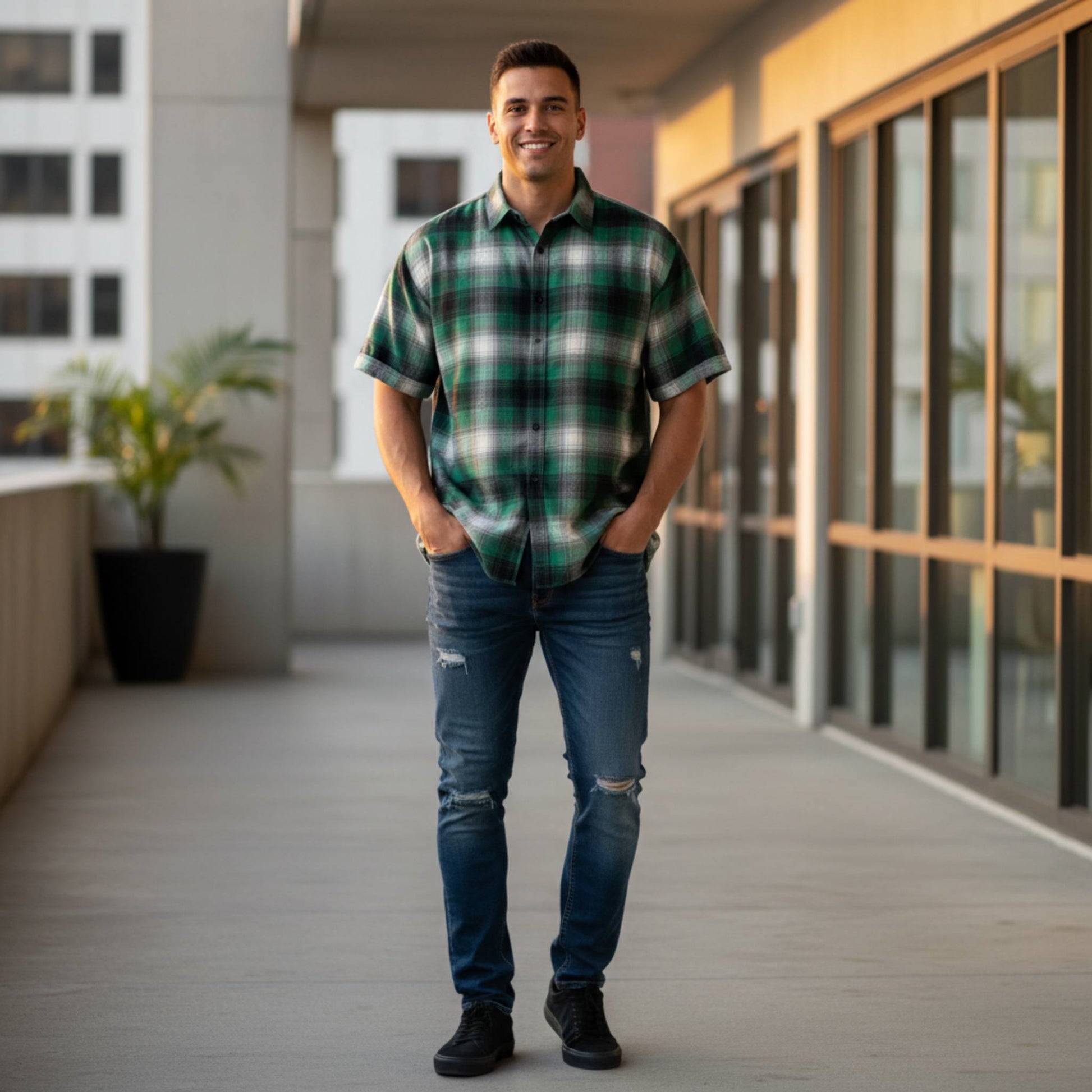 Mens Plaid Short Sleeve Flannel - ZumBuys