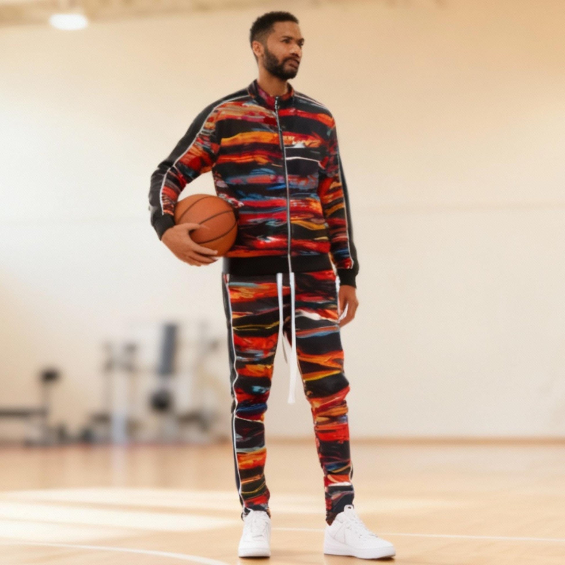 Mens Print Full Zip Track Suit Set - ZumBuys