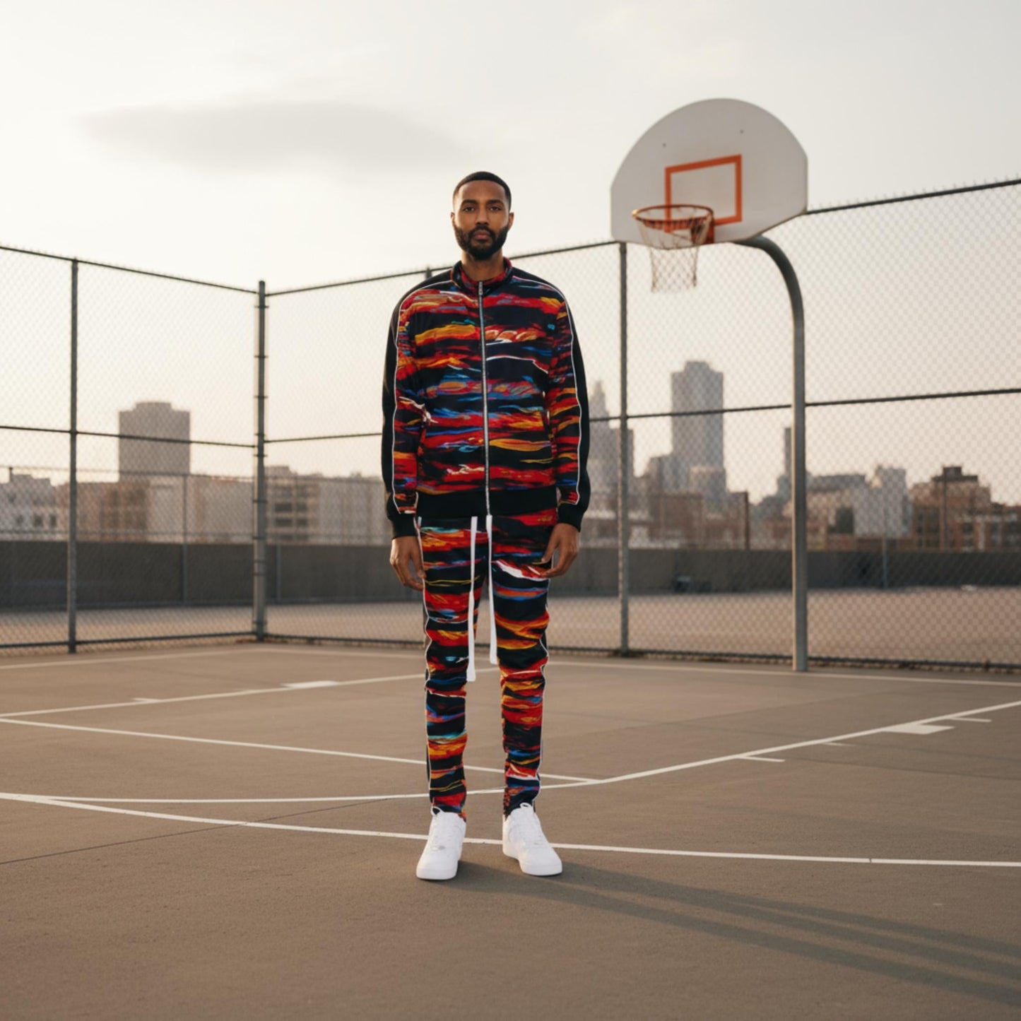 Mens Print Full Zip Track Suit Set - ZumBuys