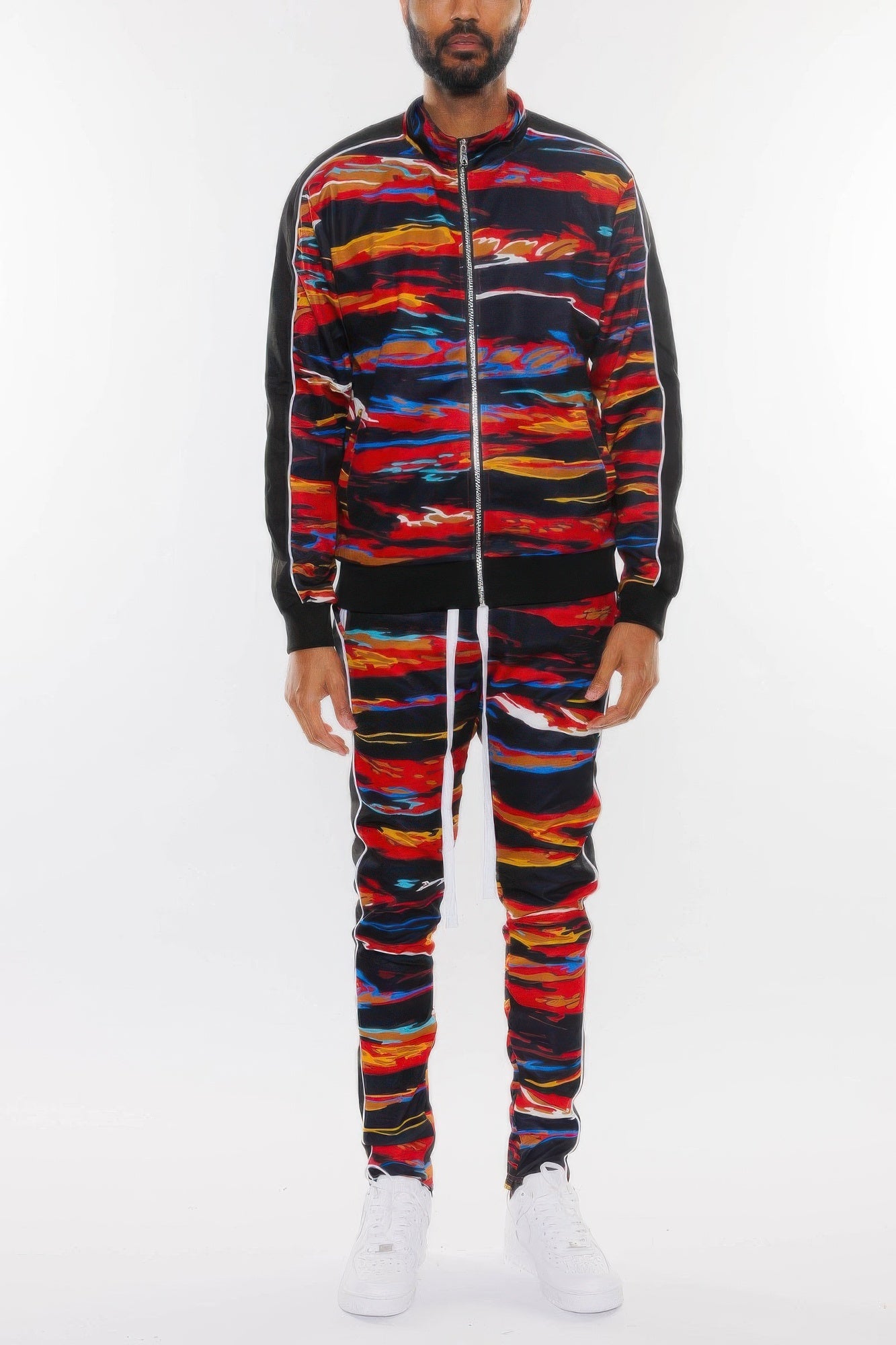 Mens Print Full Zip Track Suit Set - ZumBuys