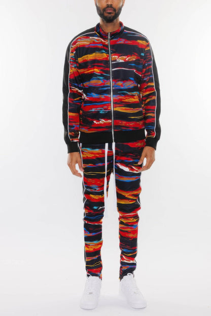 Mens Print Full Zip Track Suit Set - ZumBuys