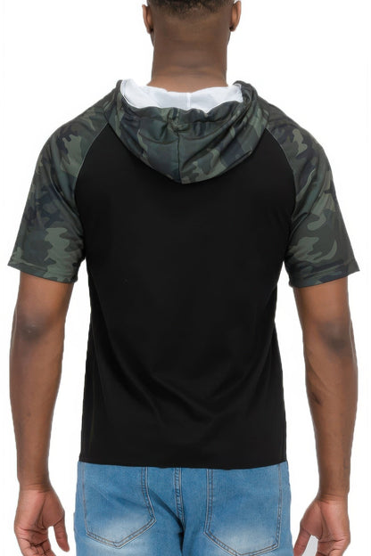 Mens Short Sleeve Camo Hooded Tshirt - ZumBuys