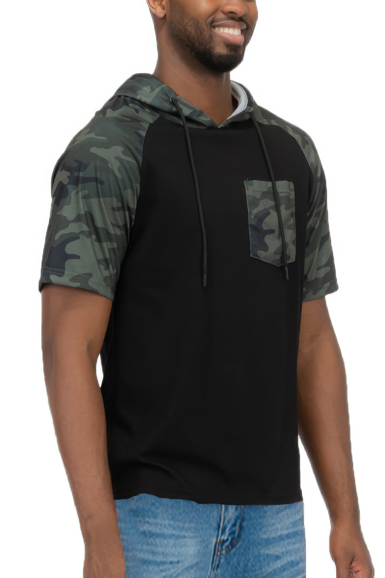 Mens Short Sleeve Camo Hooded Tshirt - ZumBuys