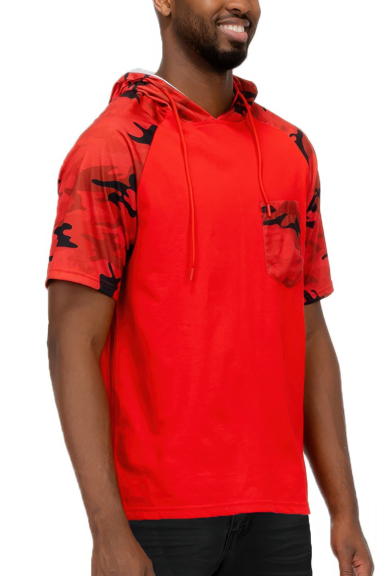 Mens Short Sleeve Camo Hooded Tshirt - ZumBuys