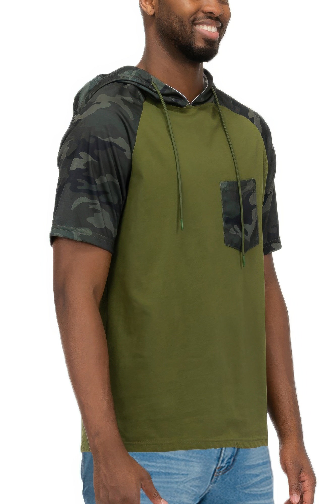 Mens Short Sleeve Camo Hooded Tshirt - ZumBuys