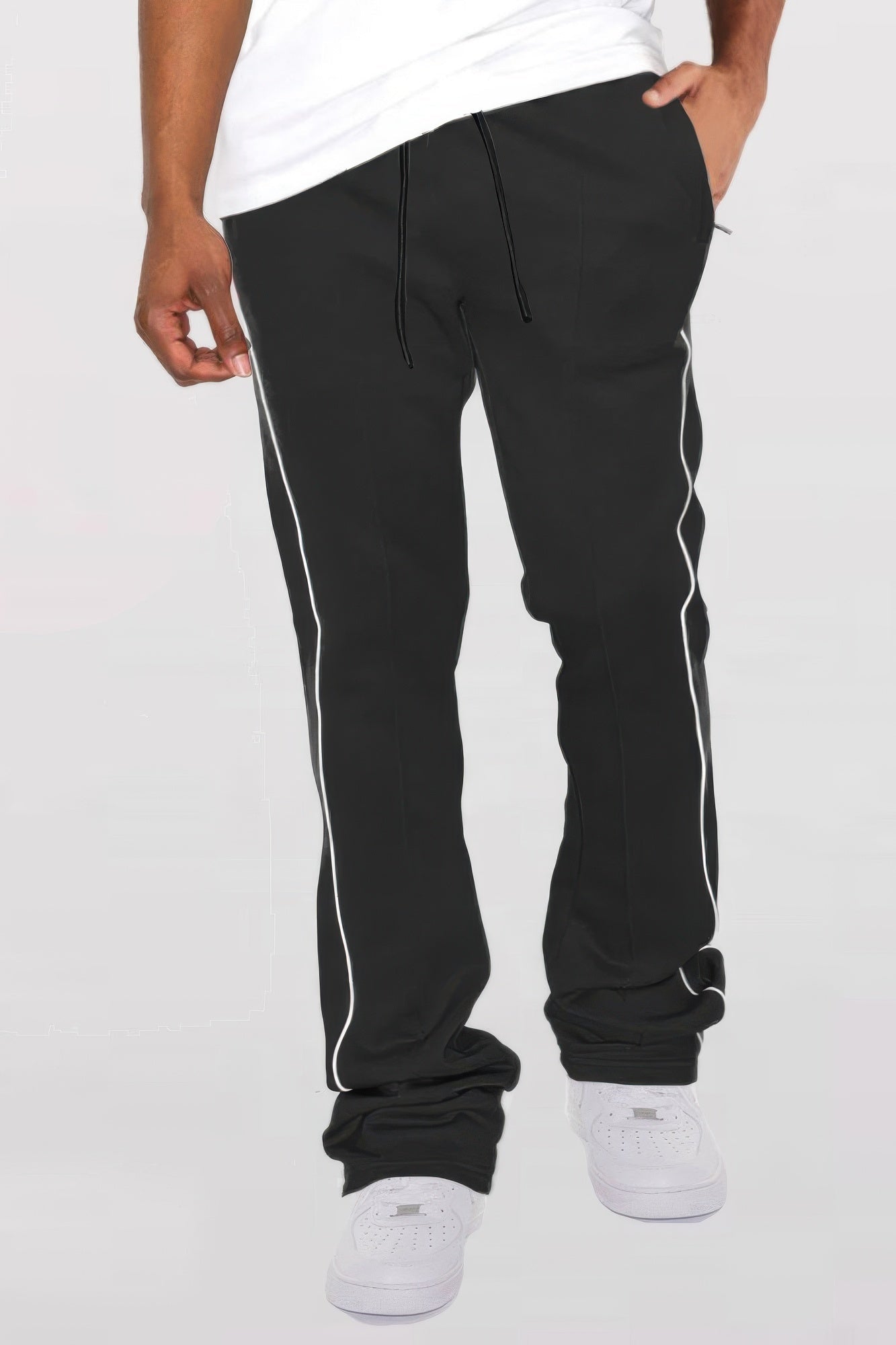 Mens Side Pipe Stacked Flare Pants - ZumBuys
