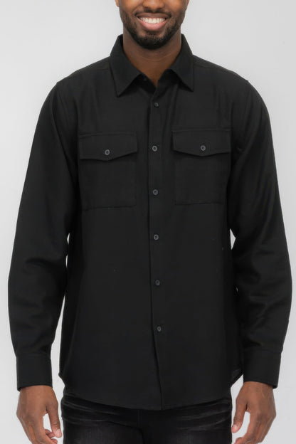 Mens Solid Flannel Shirt - ZumBuys