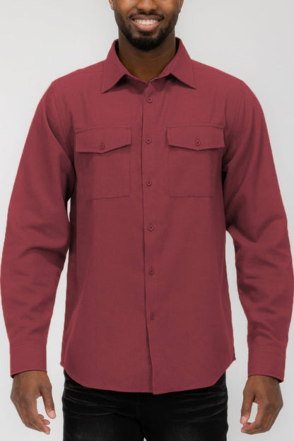 Mens Solid Flannel Shirt - ZumBuys
