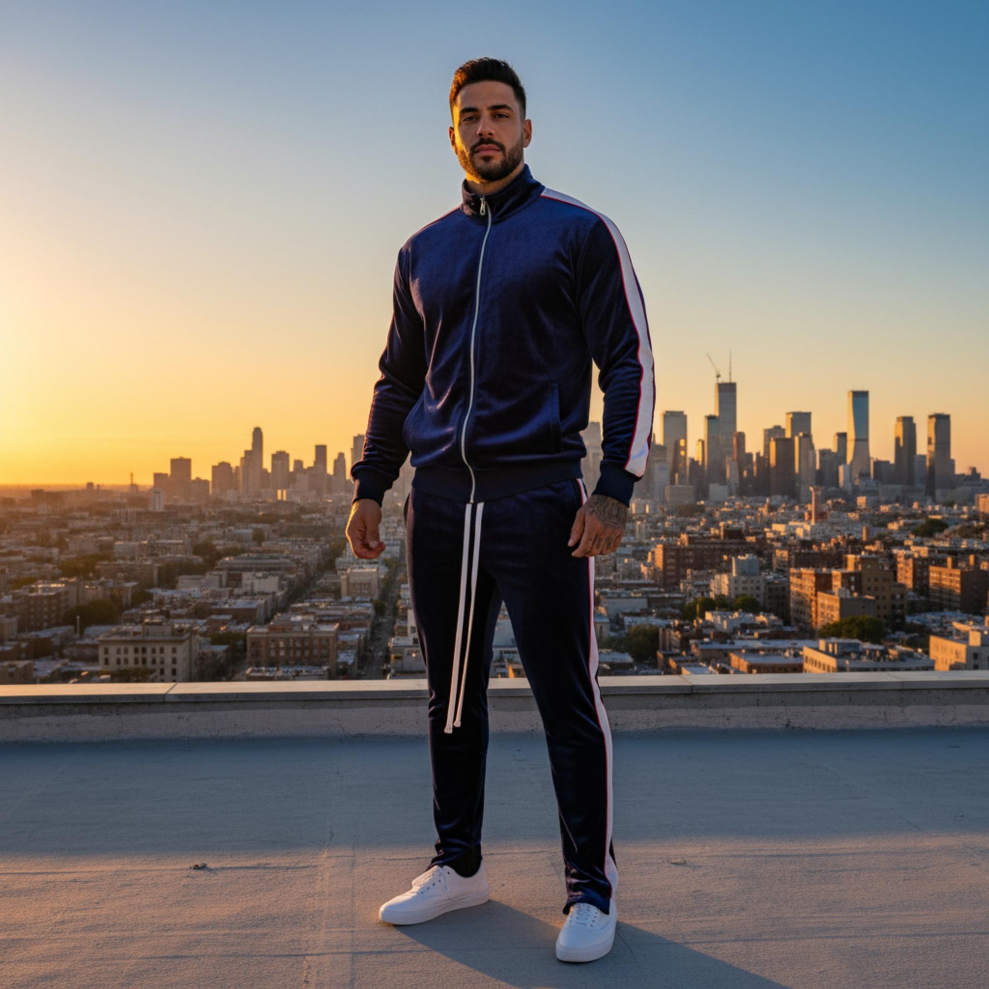 Mens Velour Track Jacket And Track Pant Set - ZumBuys