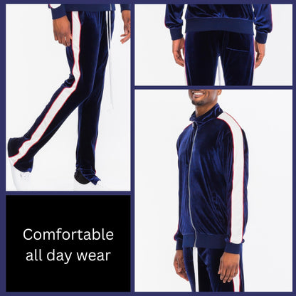 Mens Velour Track Jacket And Track Pant Set - ZumBuys