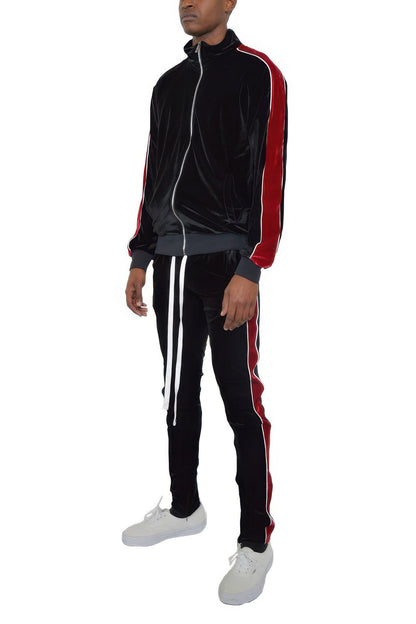 Mens Velour Track Jacket And Track Pant Set - ZumBuys