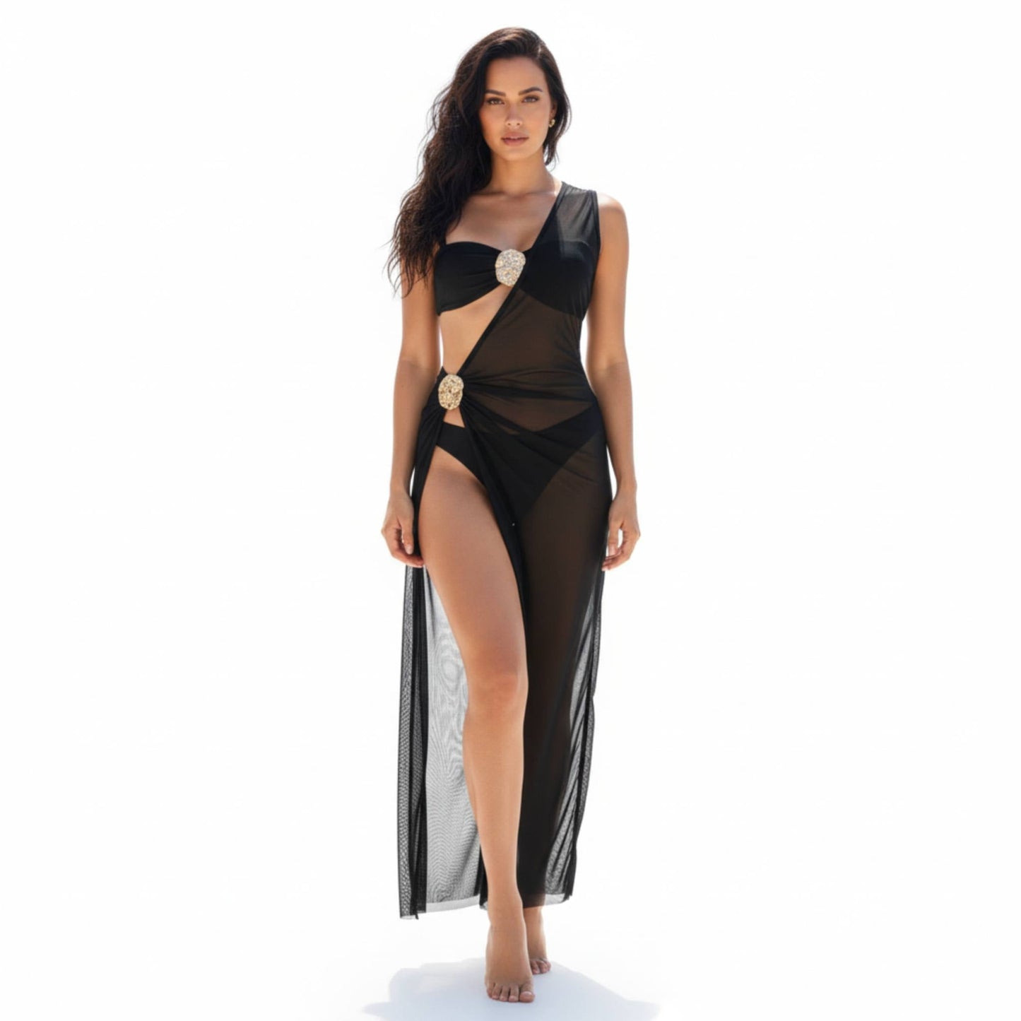 Mesh Golden Stud 3 Piece Bikini Set - ZumBuys