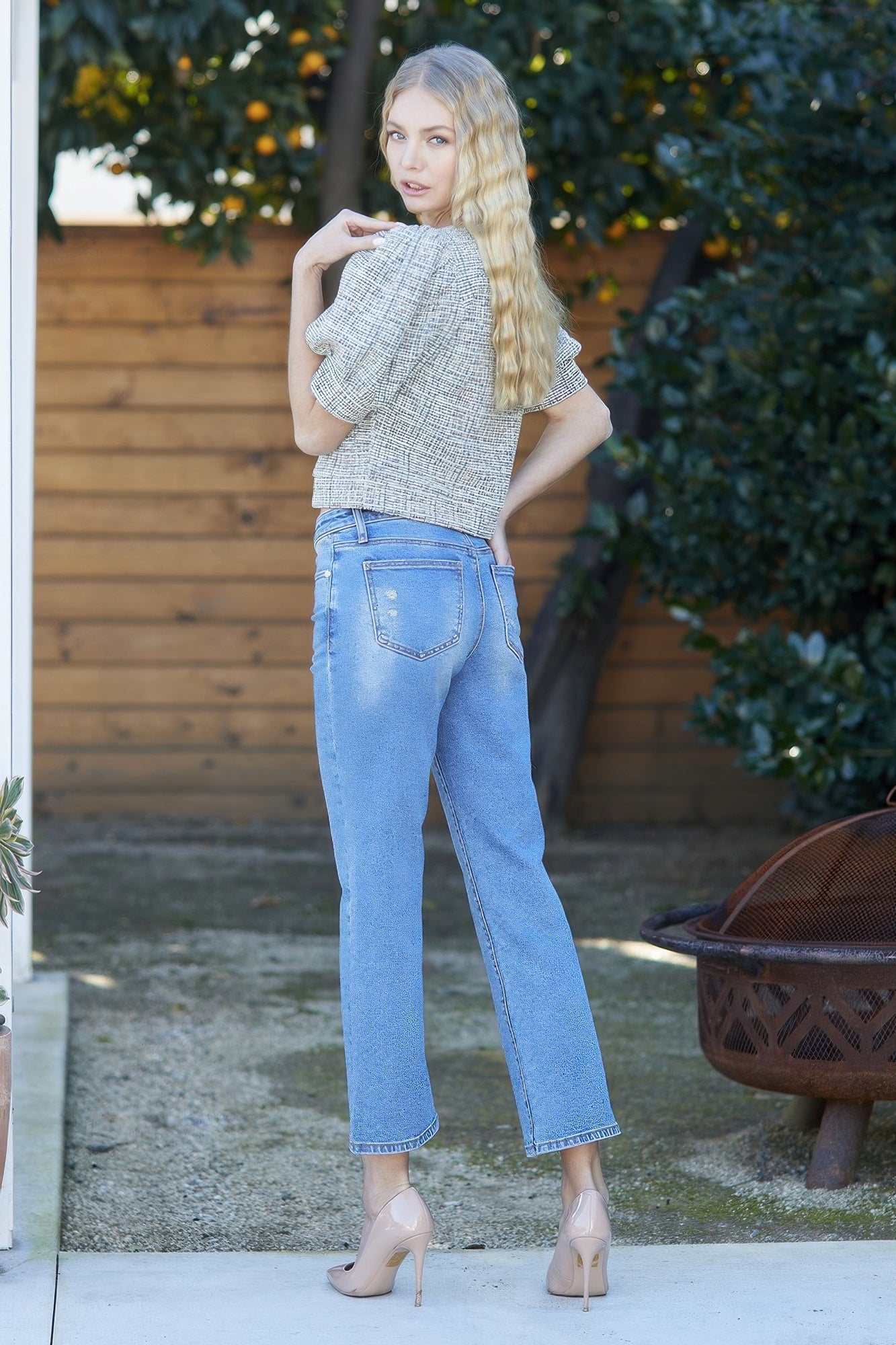 Mid Rise Crop Slim Bootcut Jeans – Women’s Stretch Denim Light Wash Cropped Pants - ZumBuys