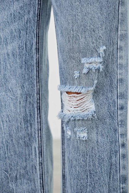 Mid Rise Relaxed Straight With Destroy - ZumBuys