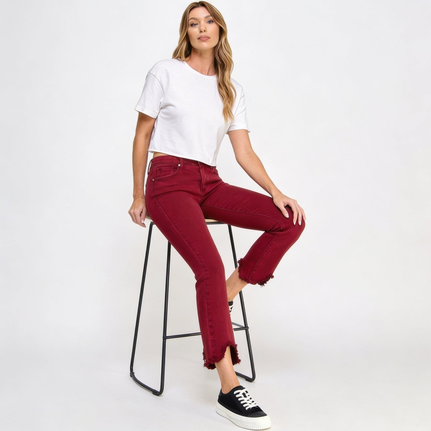 Mid Rise Stretch Tummy Control Kick Flare Jeans - ZumBuys