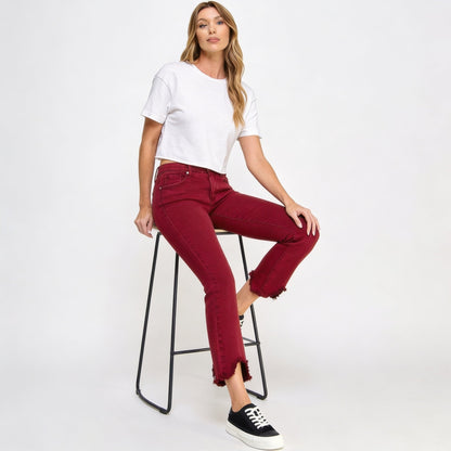 Mid Rise Stretch Tummy Control Kick Flare Jeans - ZumBuys