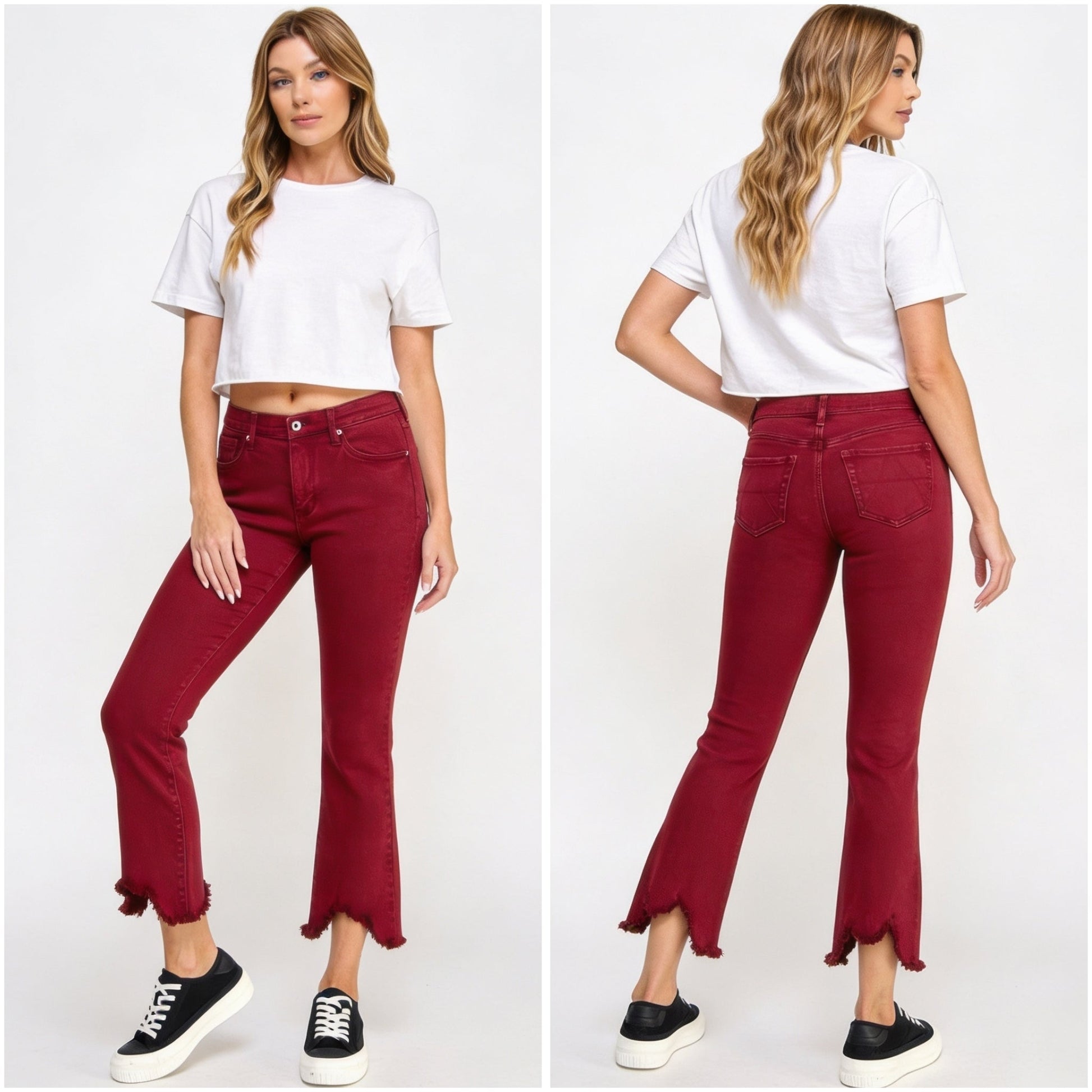 Mid Rise Stretch Tummy Control Kick Flare Jeans - ZumBuys