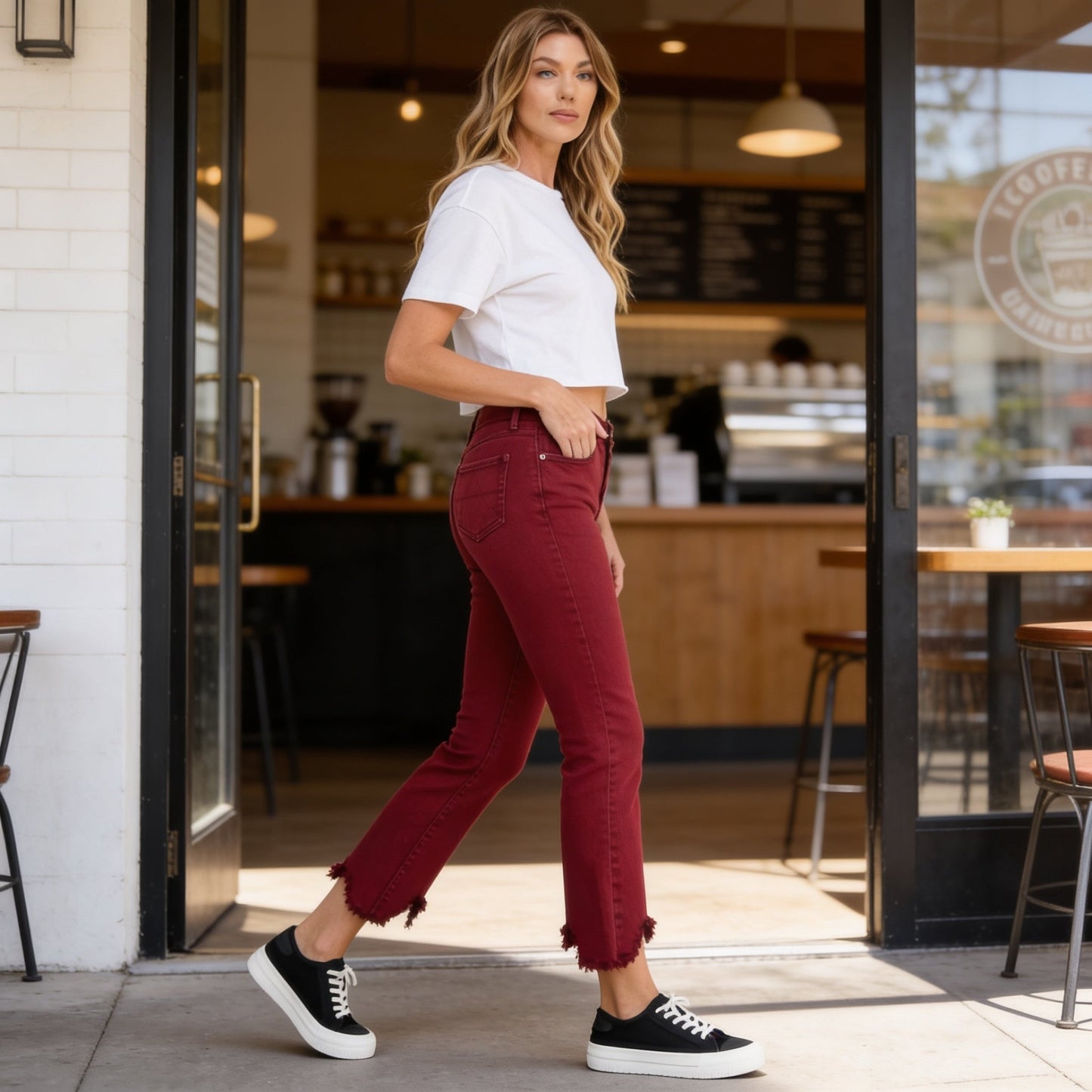 Mid Rise Stretch Tummy Control Kick Flare Jeans - ZumBuys