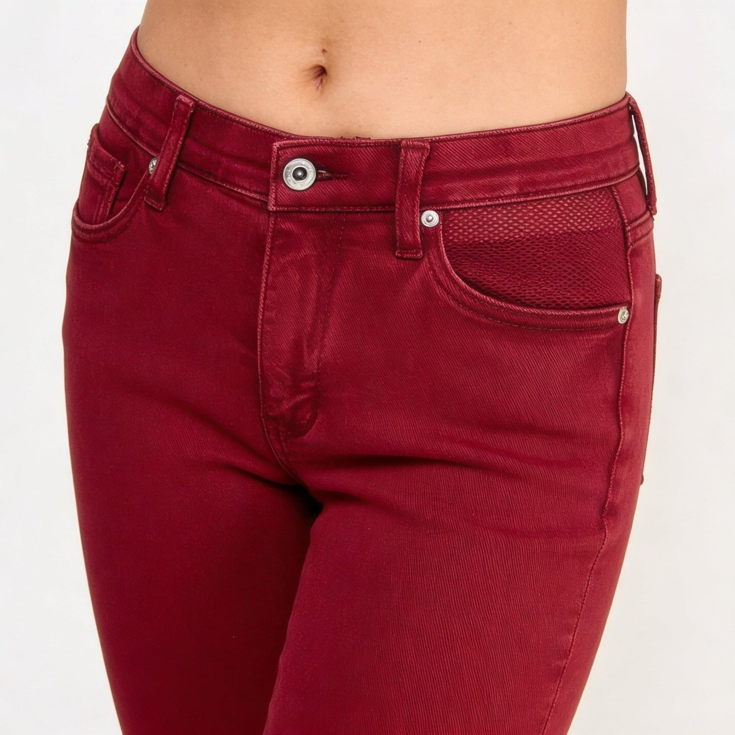 Mid Rise Stretch Tummy Control Kick Flare Jeans - ZumBuys