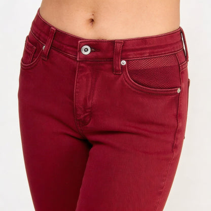 Mid Rise Stretch Tummy Control Kick Flare Jeans - ZumBuys