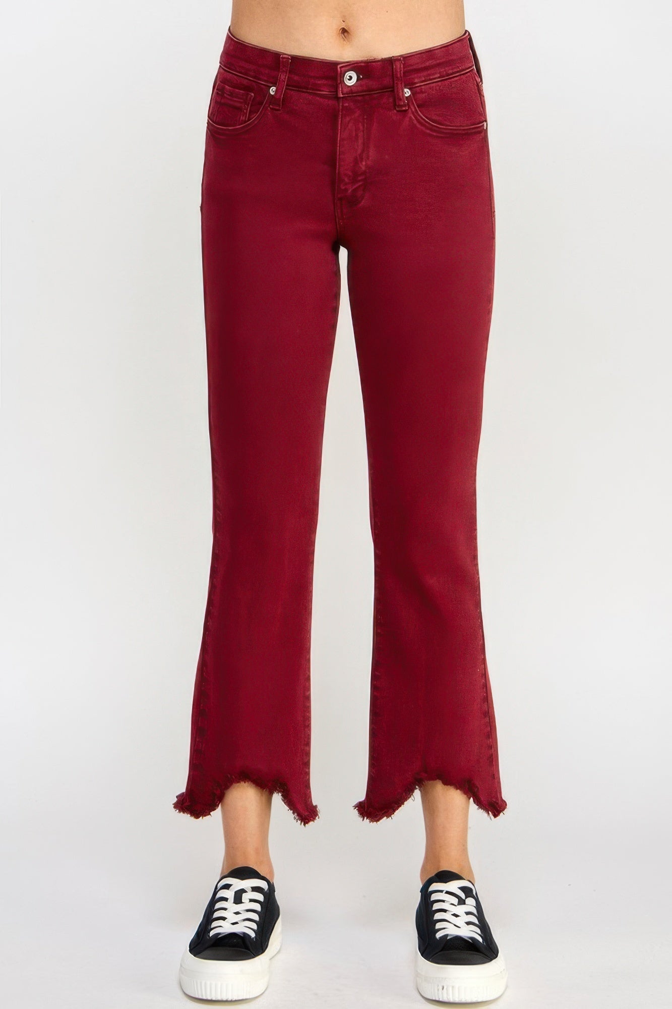 Mid Rise Stretch Tummy Control Kick Flare Jeans - ZumBuys