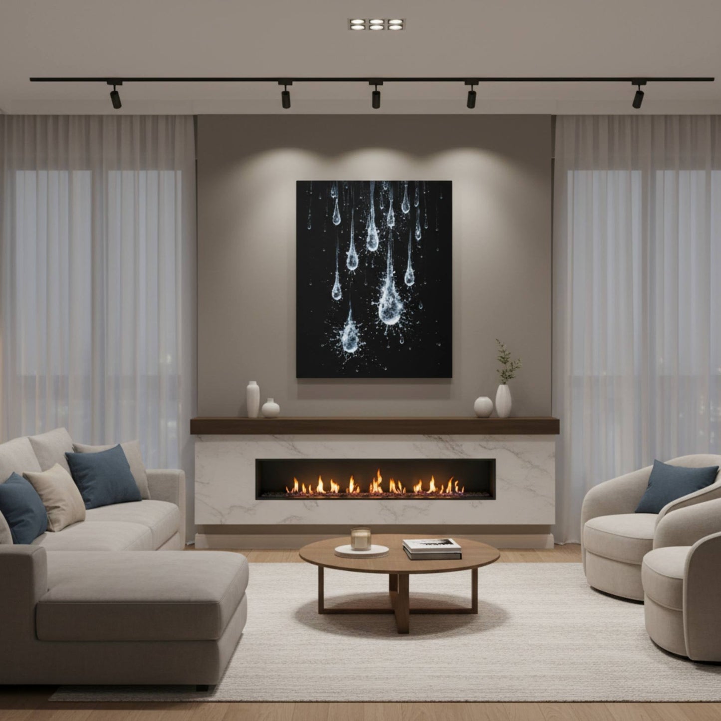 Midnight Silverfalls Matte Canvas, Stretched, 1.25" - ZumBuys