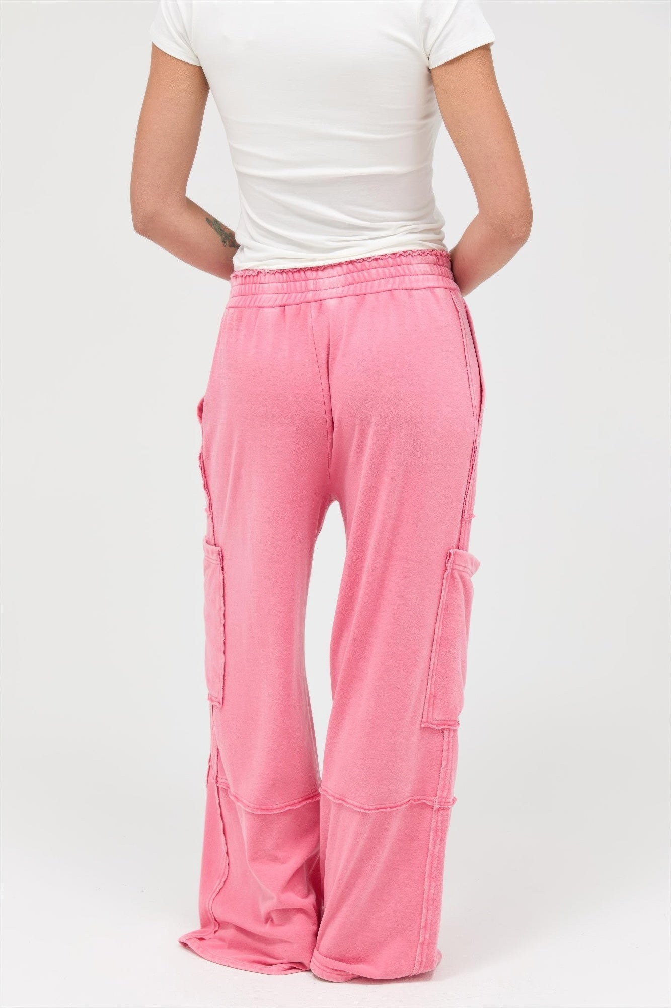 Mineral Wash Wide Leg Cargo Pants – Women’s Cotton Utility Pocket Pants - ZumBuys