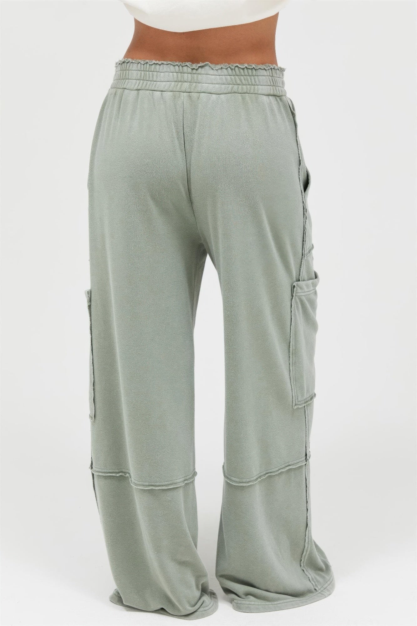 Mineral Wash Wide Leg Cargo Pants – Women’s Cotton Utility Pocket Pants - ZumBuys