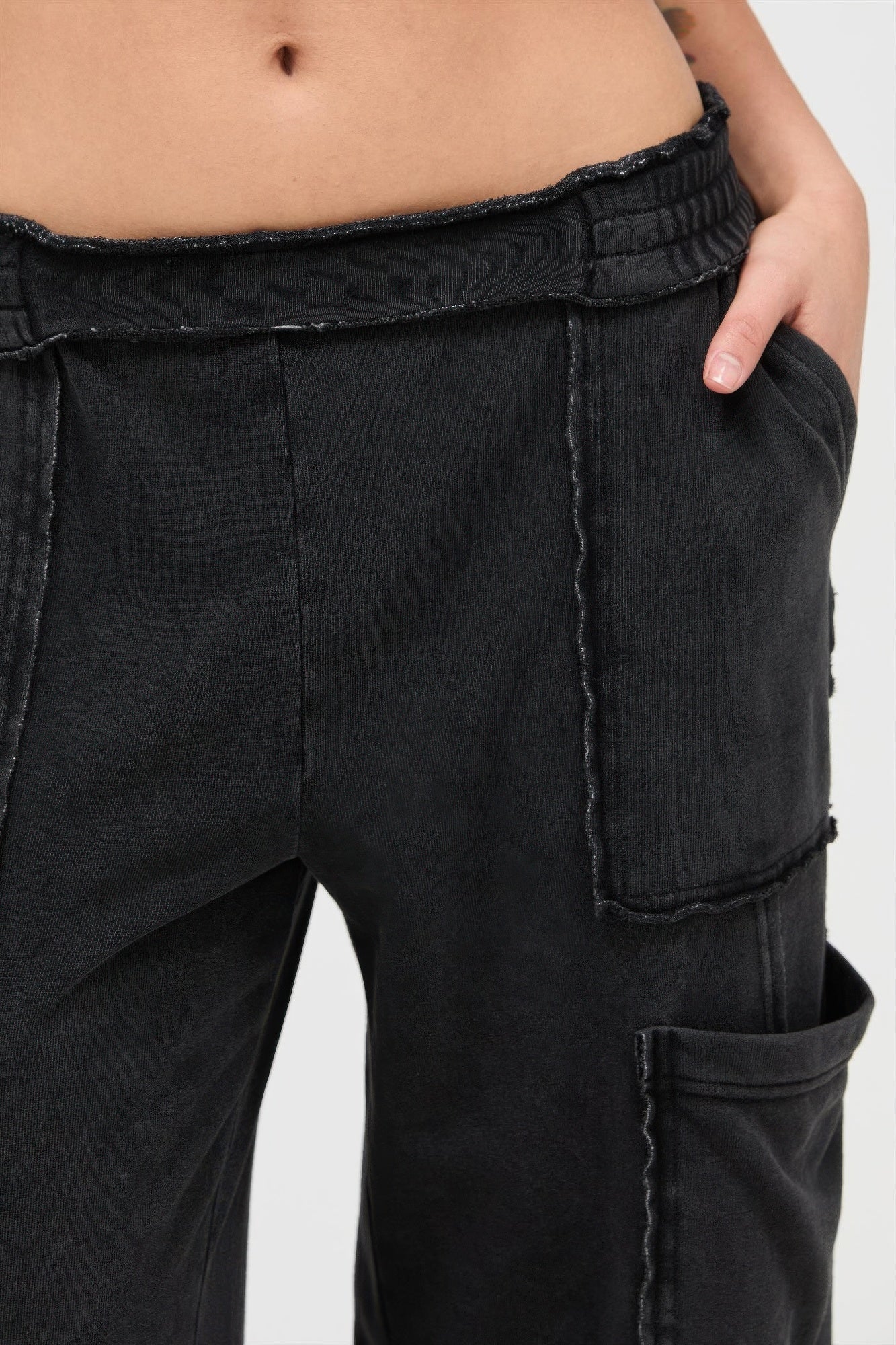 Mineral Wash Wide Leg Cargo Pants – Women’s Cotton Utility Pocket Pants - ZumBuys